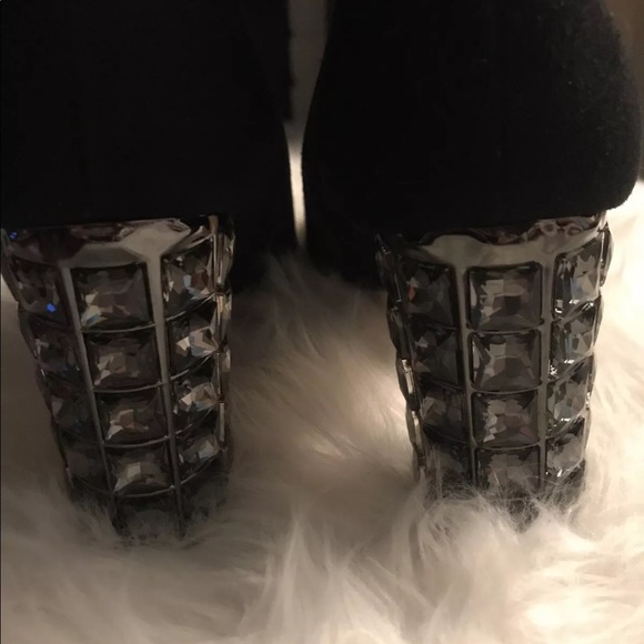 DUNE LONDON SZ 8 bootie open toe suede Bling heel - Picture 7 of 8