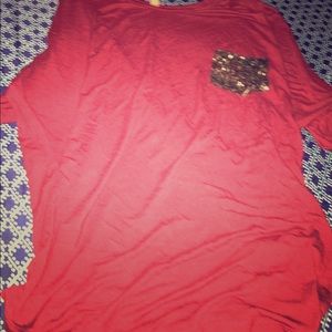 Red short sleeve blouse