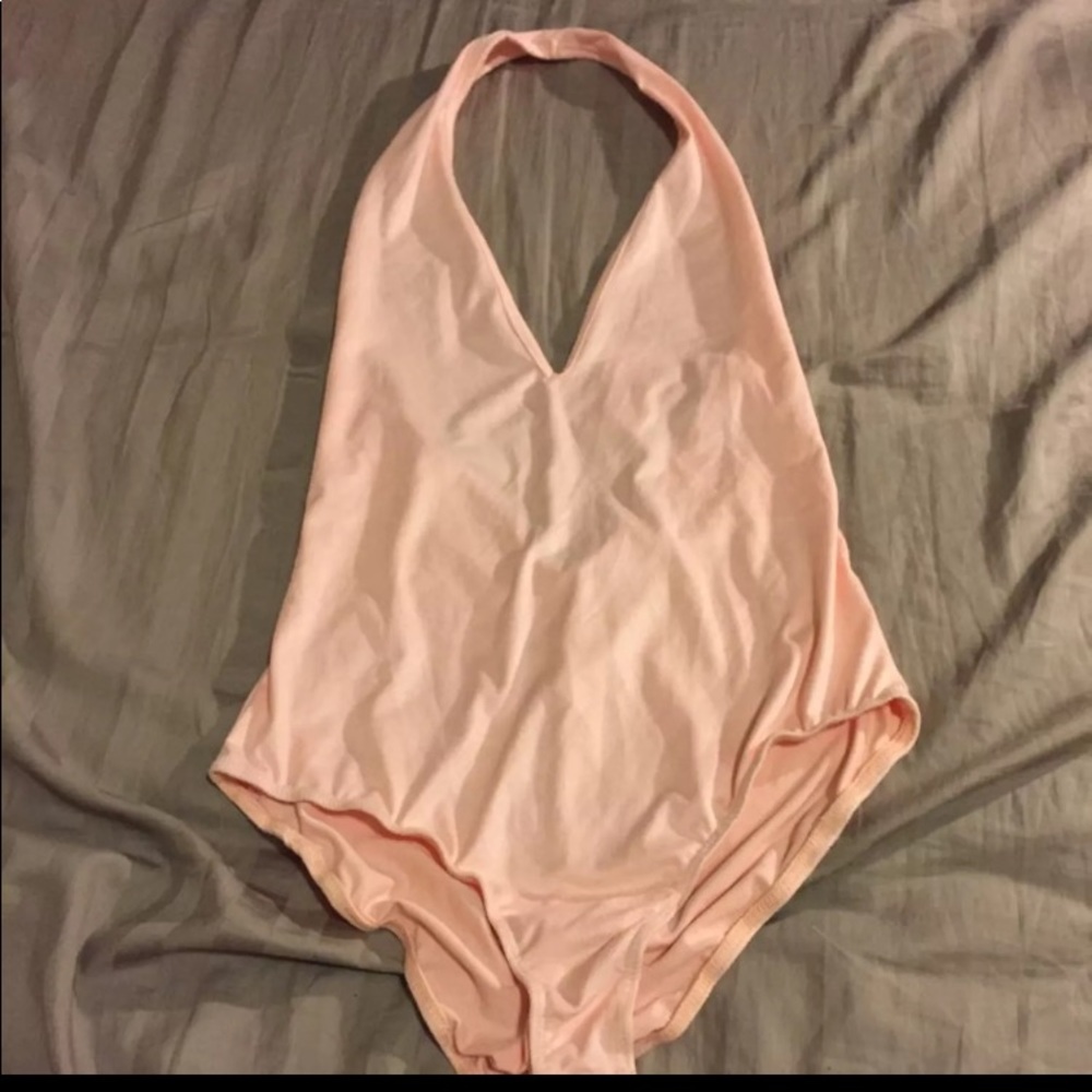 🆕Pink Faux Suede Bodysuit (xs)