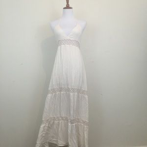 White Halter Maxi Dress bikini tie cut outs