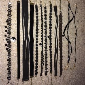 12 black chokers