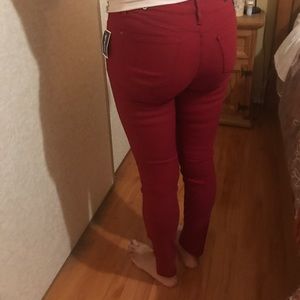 Mid rise red jeans