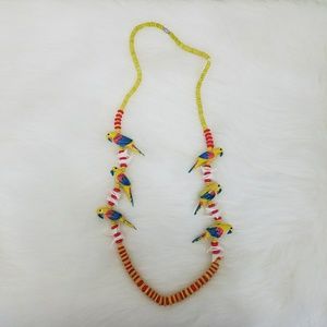 Vintage Wooden Parrot Beaded Necklace