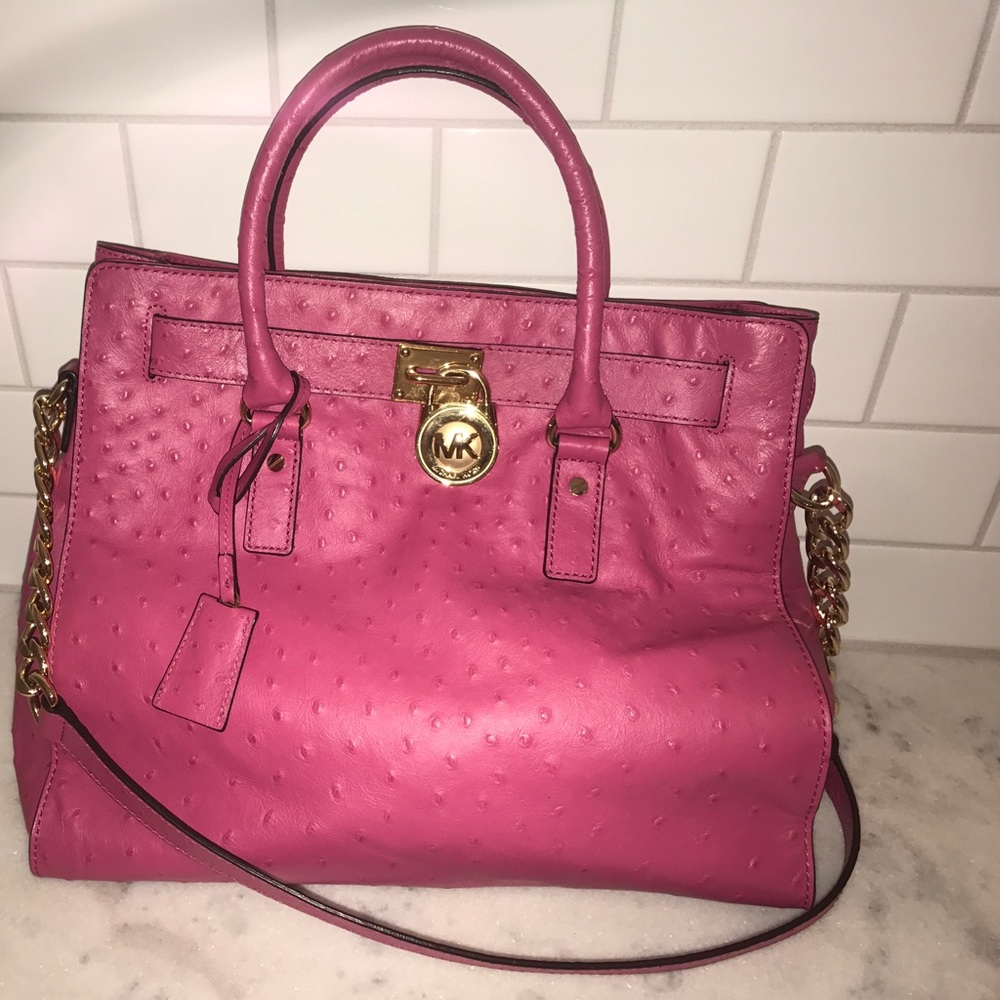 Michael Kors pink ostrich purse