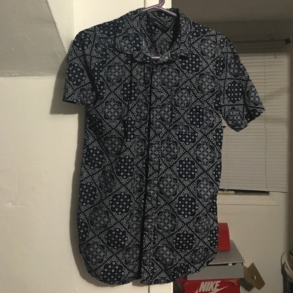 Men's Tribal Print Blue/ White Shirt