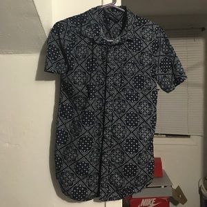 Men's Tribal Print Blue/ White Shirt