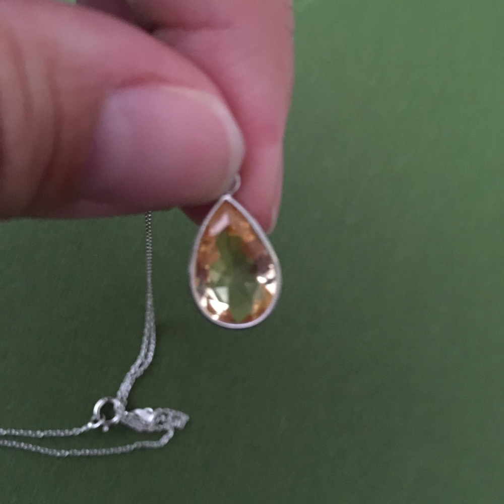 4 cctw Genuine citrine Sterling silver necklace
