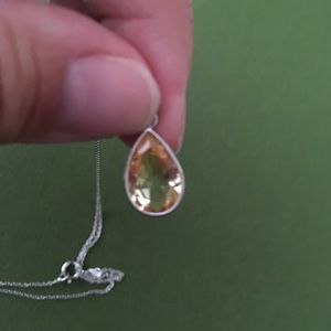 4 cctw Genuine citrine Sterling silver necklace