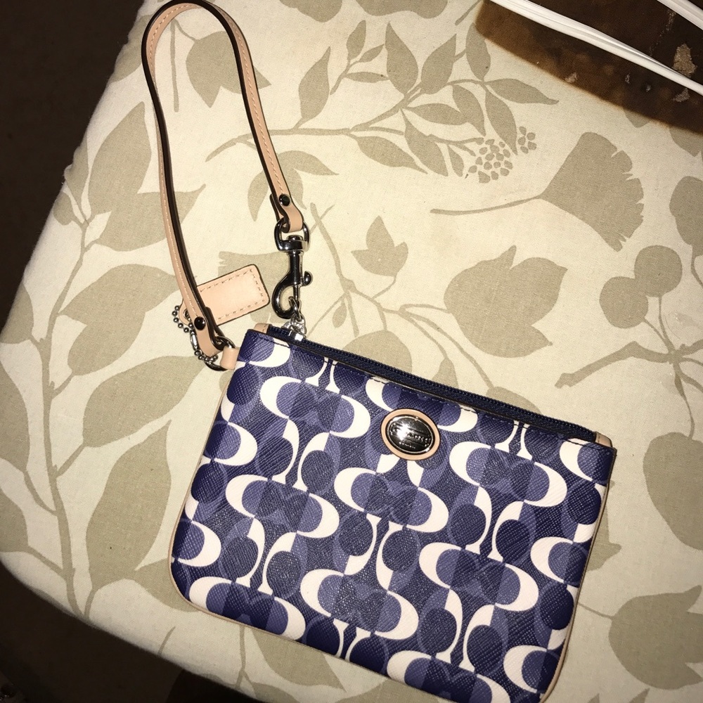 Coach blue/white Wristlet