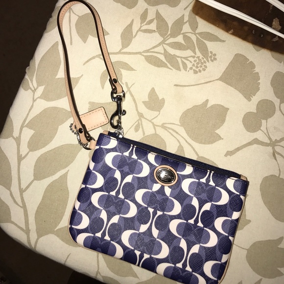 Coach blue/white Wristlet - Picture 1 of 2