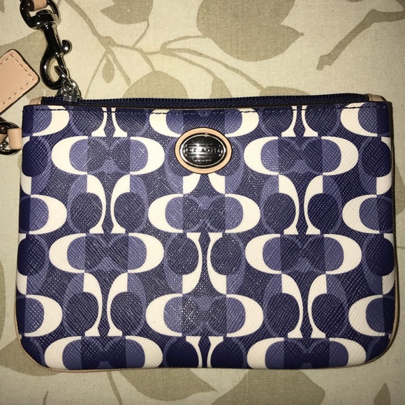 Coach blue/white Wristlet - Picture 2 of 2