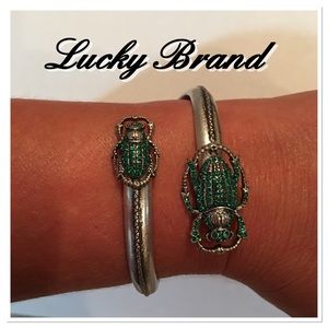 Lucky Brand green rhinestone beetle bracelet