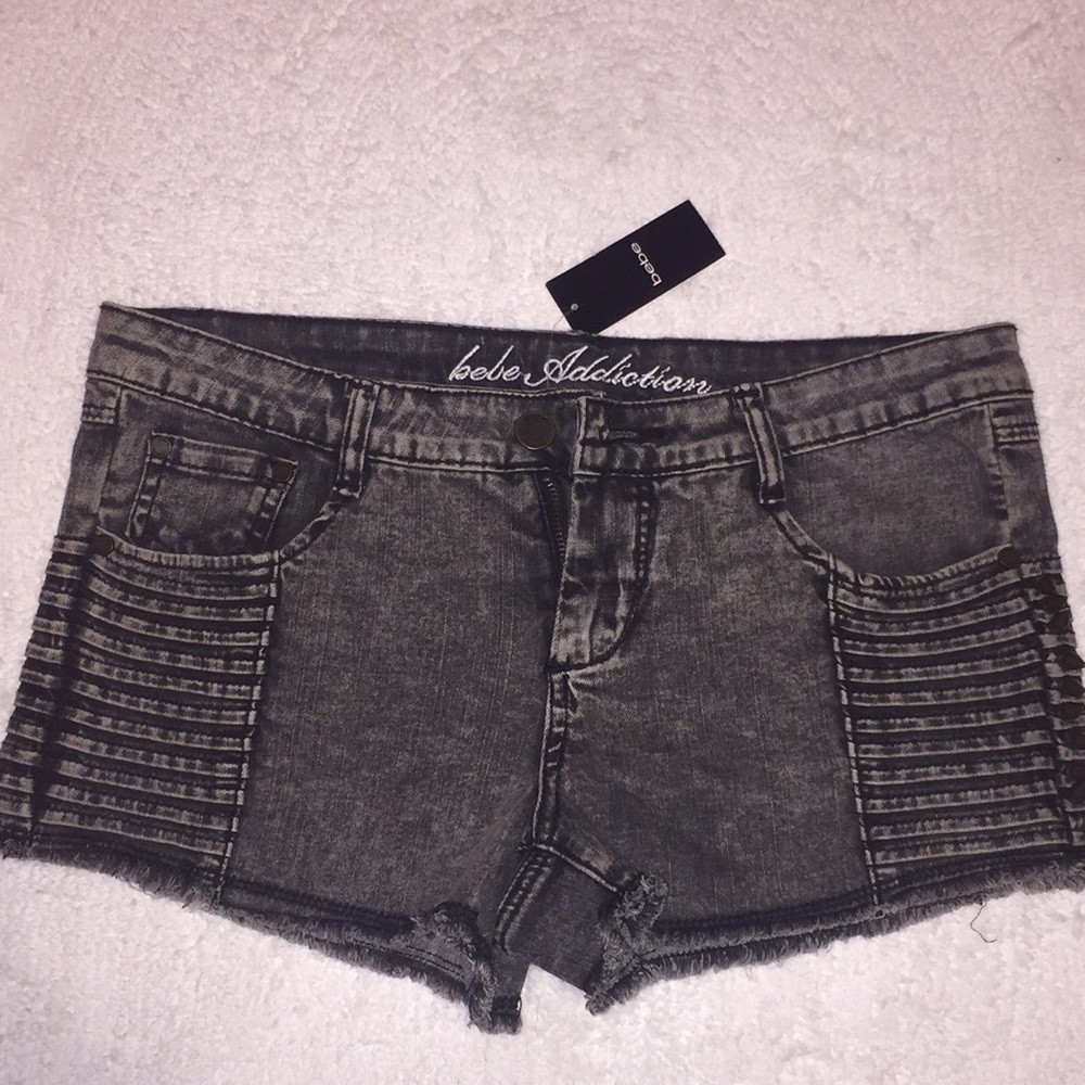 Bebe Black Acid Wash Jean Shorts