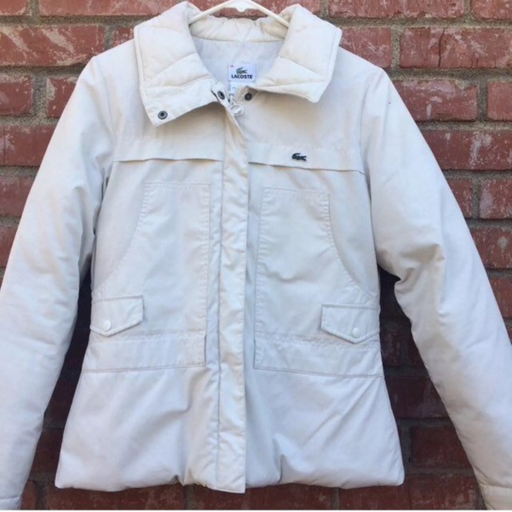 White Lacoste Puffer Jacket