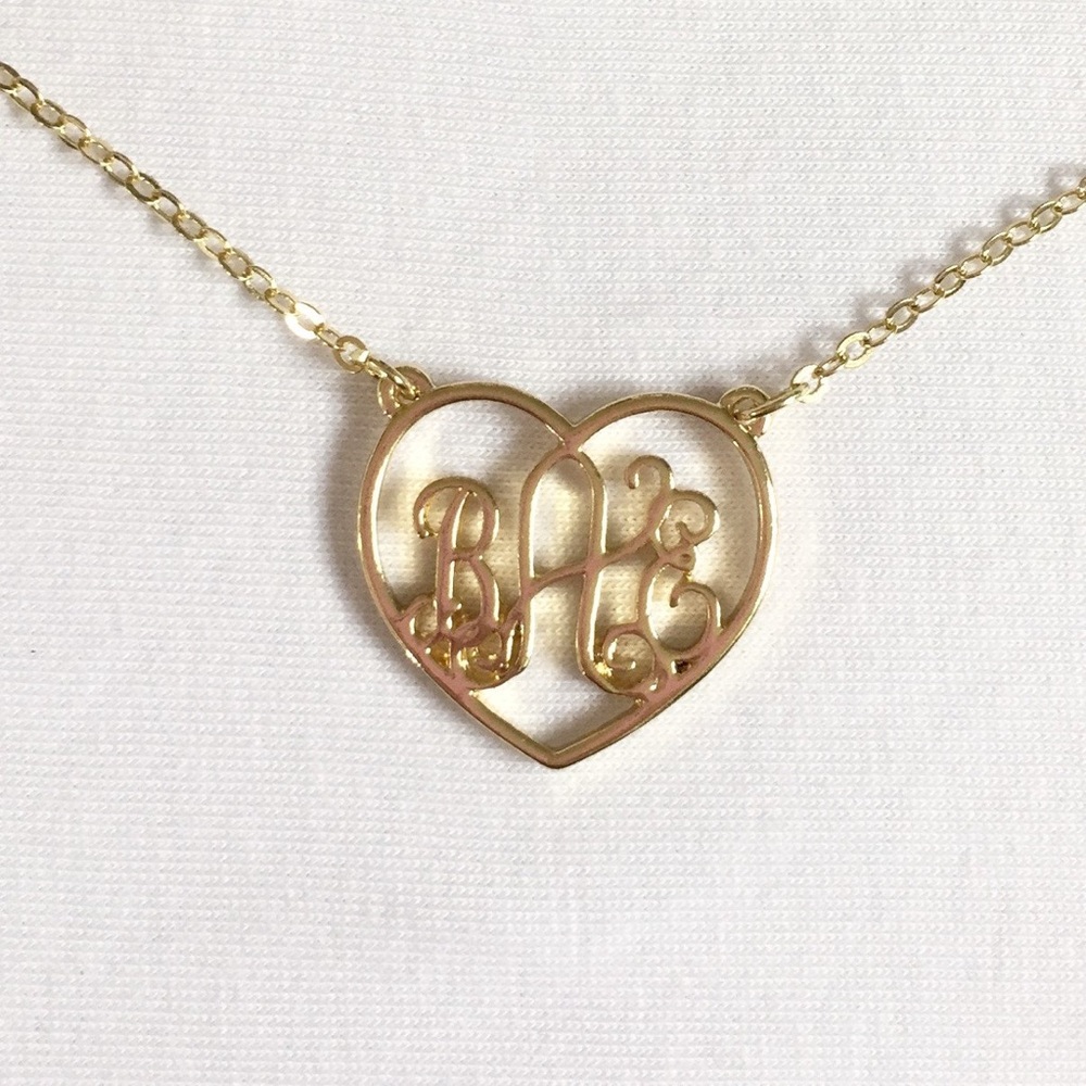 BAE Monogram Large Heart Gold Plated Necklace NWOT