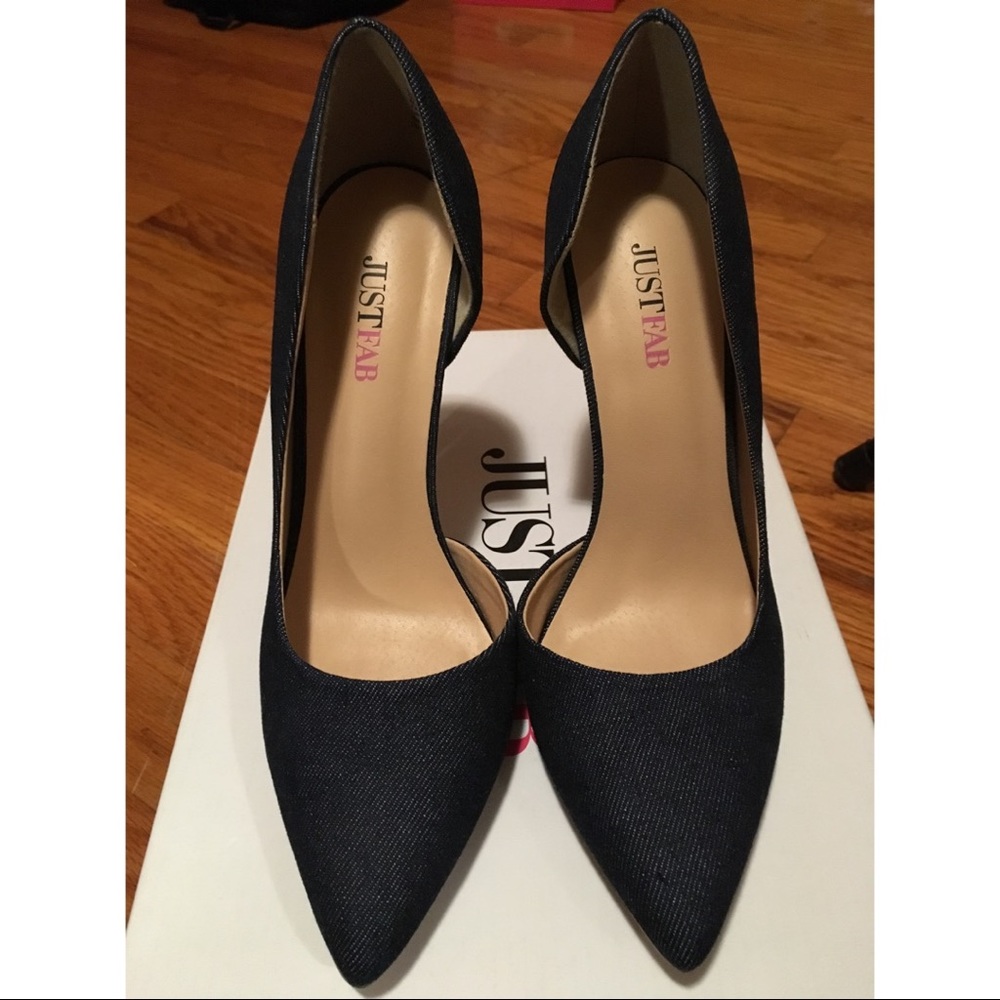 Just fab blue Denim heels