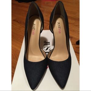 Just fab blue Denim heels