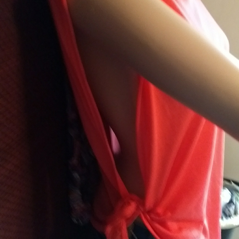 Jenni xsmall Coral pink hooded side tie T-shirt