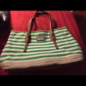 Green stripes tote by designer DANA BUCHANAN