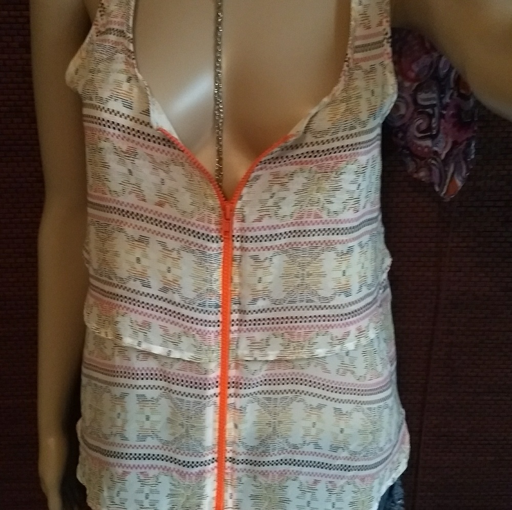 Zip-up layered sleeveless blouse Charlotte Russe s