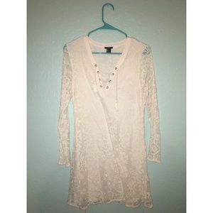 White Lace Up Dress