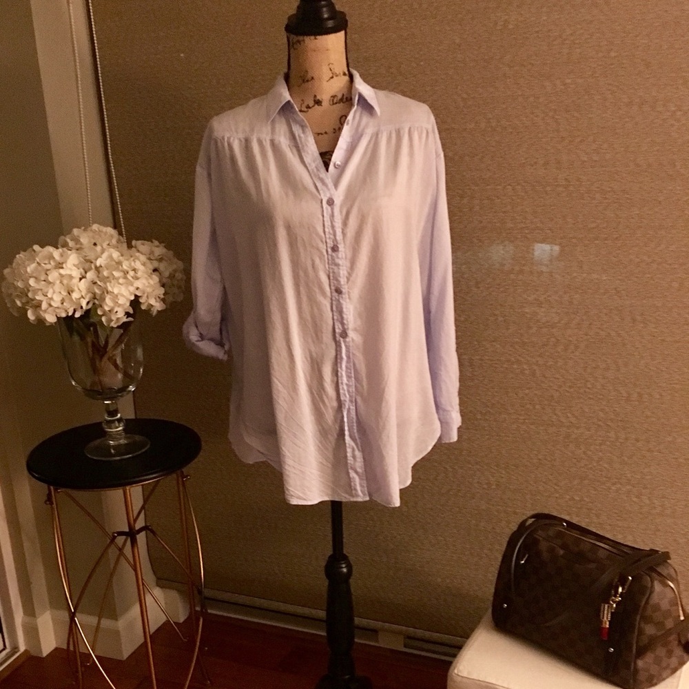 Express Button Down Roll Tab Long Sleeve Blouse