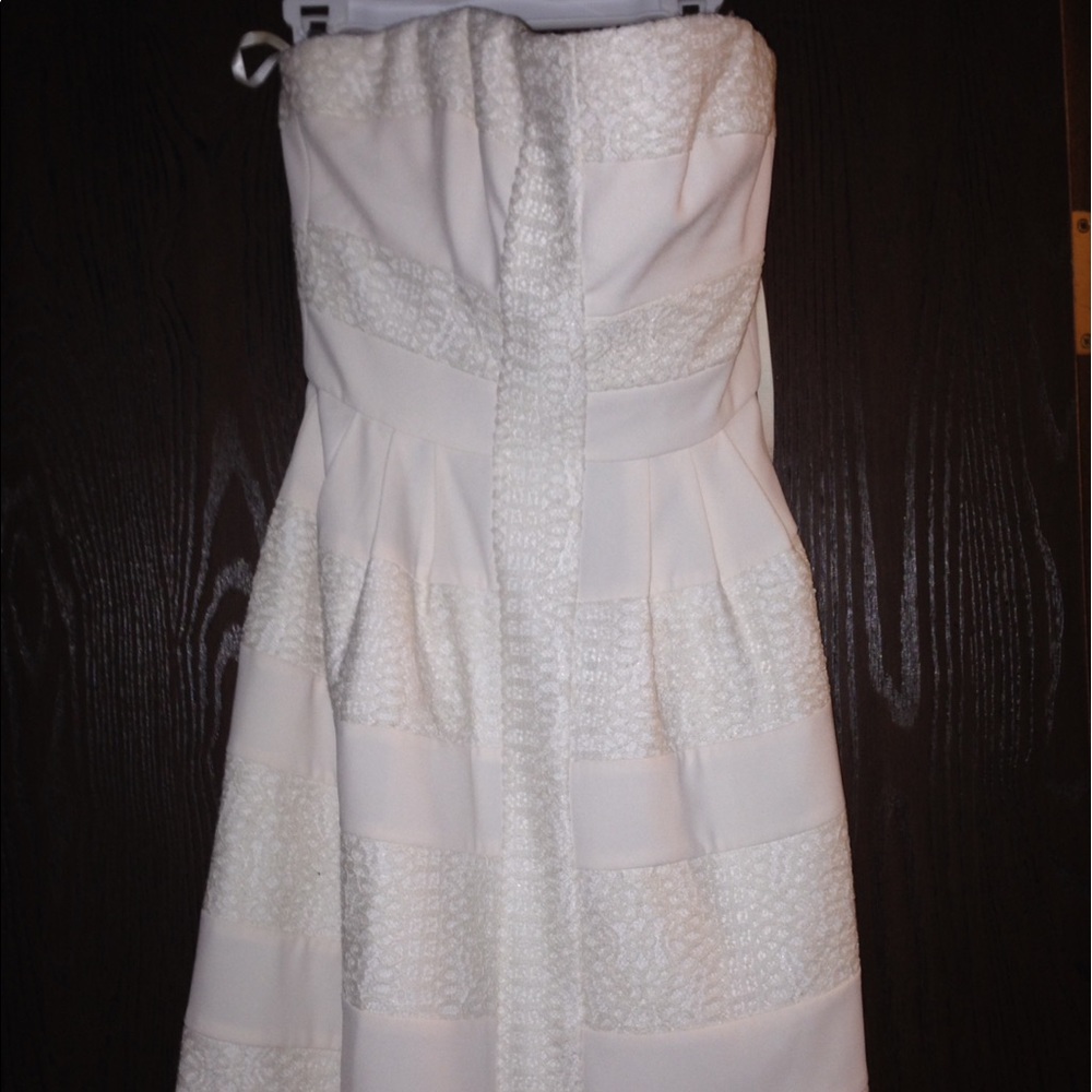 BCBG Dorothea white strapless dress