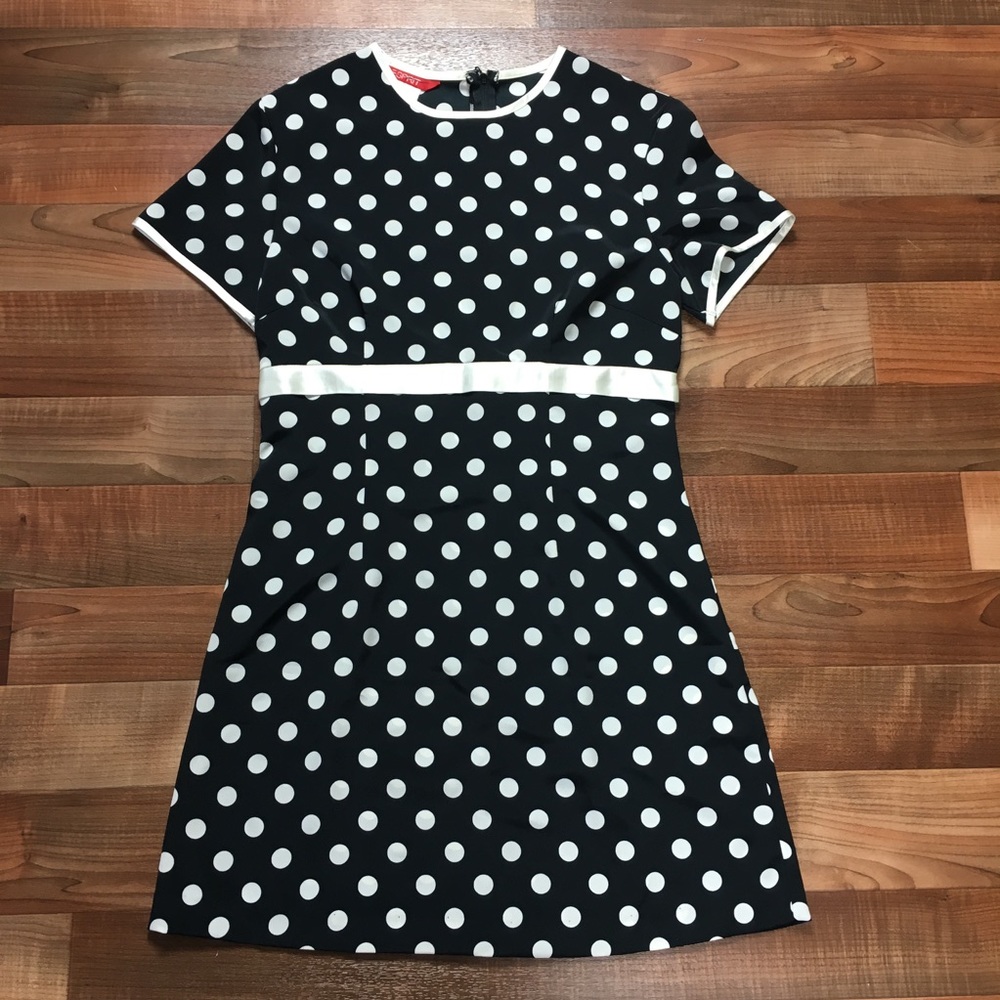 Espirt Black White Polka Dot Mini Dress 90s Grunge