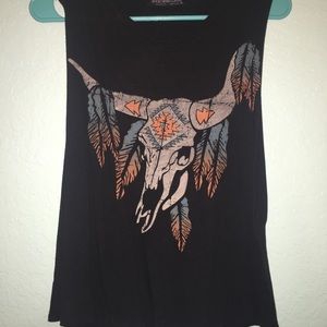 Cow skull muscle tank