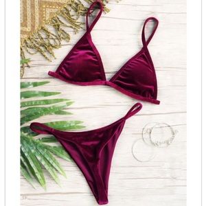 Stunning burgundy velvet bikini! Size S!