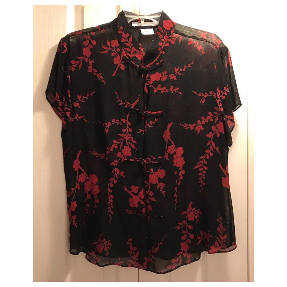 [Large] EUC Chinois Blouse w Mandarin Collar
