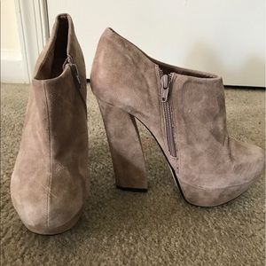ALDO- Booties, Suede Booties, Tan High Heels