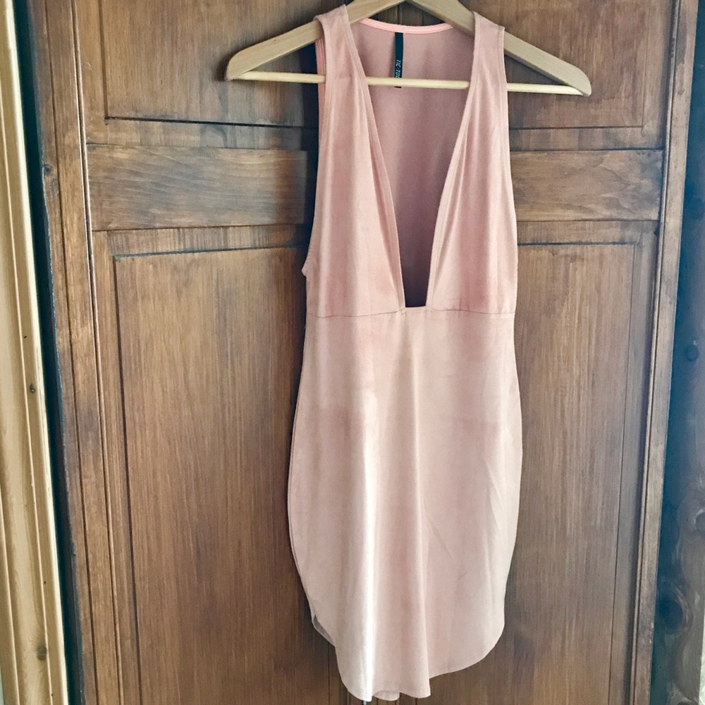 Suede Curved Hem Mini - Dusty Rose