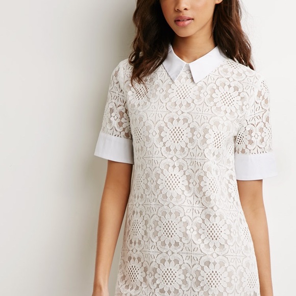 Forever 21 Dresses & Skirts - ⚡️SOLD⚡️F21 Ivory Lace Peter-Pan Collared Dress