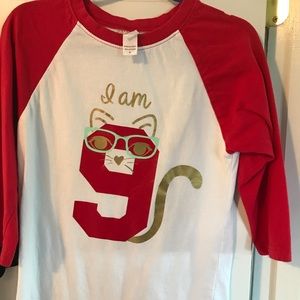 Girls 9th bday custom shirt, size YS (6/7)