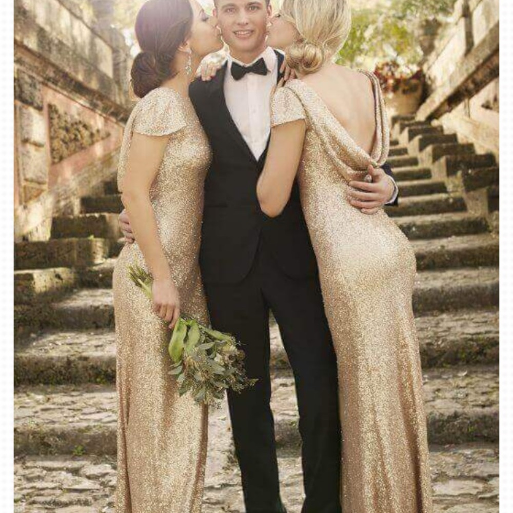 Sorella Vita Gold Cap sleeve floor length gown
