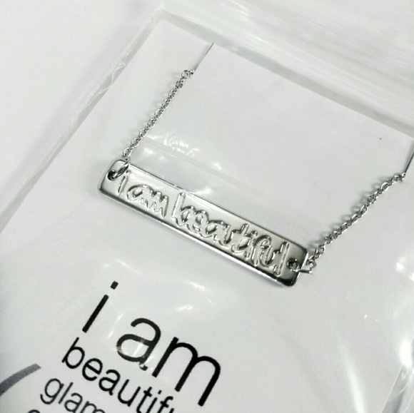 I am beautiful Silver Engraved/Stamped Necklace - Picture 2 of 4