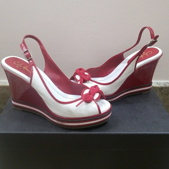 cole haan shoes air ricki sandal size 5 wedge red white poshmark size 5 wedge