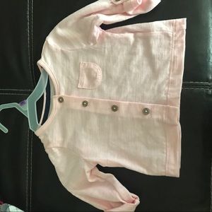 Baby girl light pink button up top 9 months