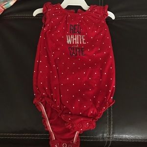 Baby girl Red White and Cute onesie 3-6 months