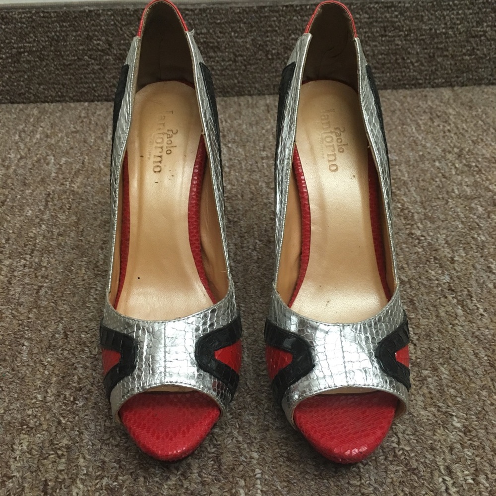 Red and silver Paulo Iantorno pumps