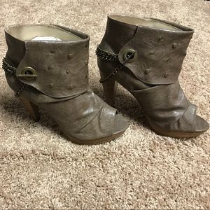 Taupe chain linked ankle boots