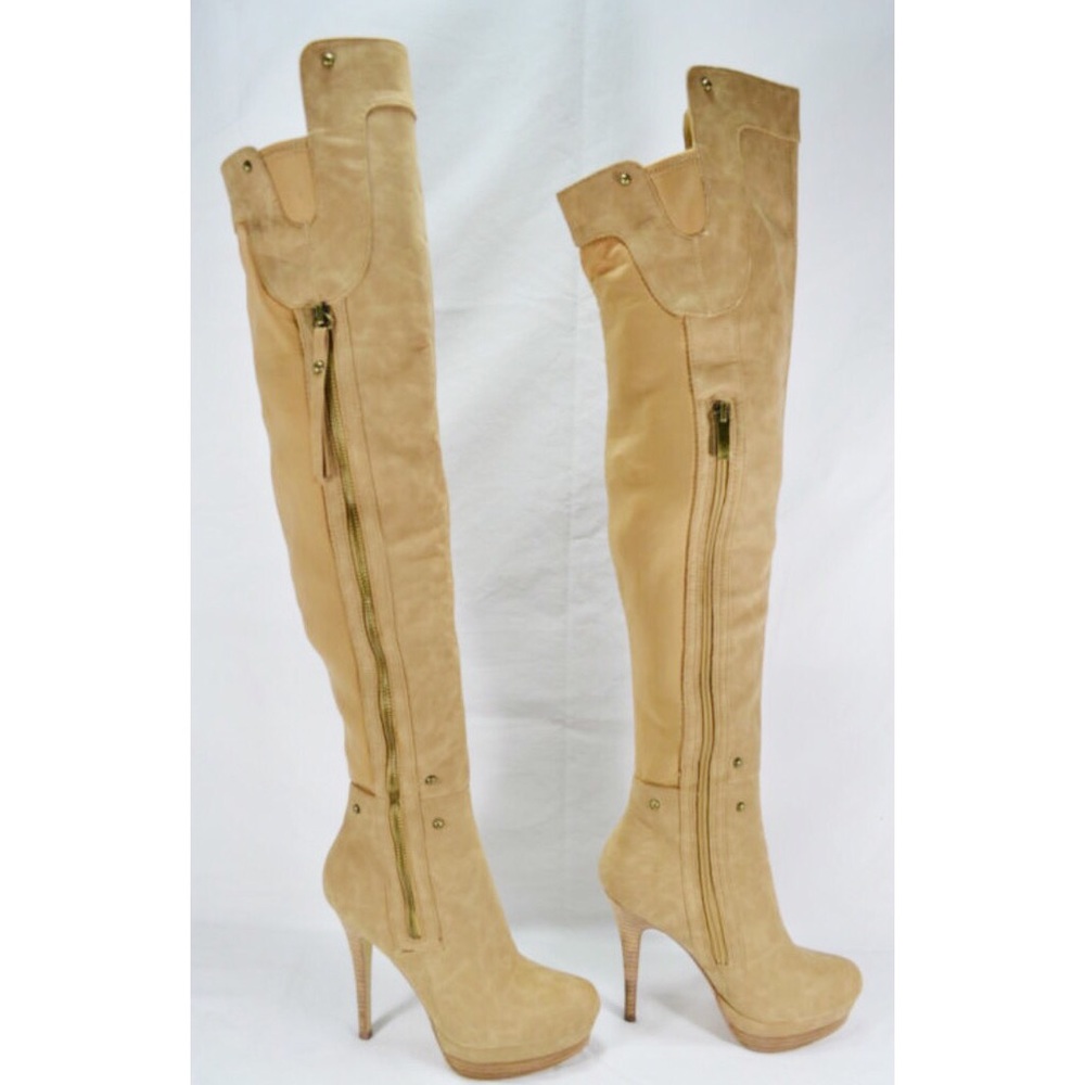High Knee Beige Boots from Bakers Size 8