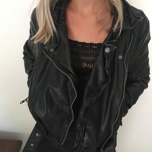 FREE PEOPLE faux black leather jacket