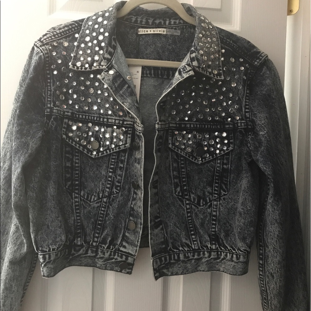 NWT Alice + Olivia Jeweled Denim Jacket