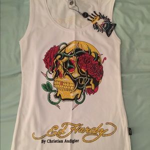 BRAND NEW-Embellished Ed Hardy Stretch Tank
