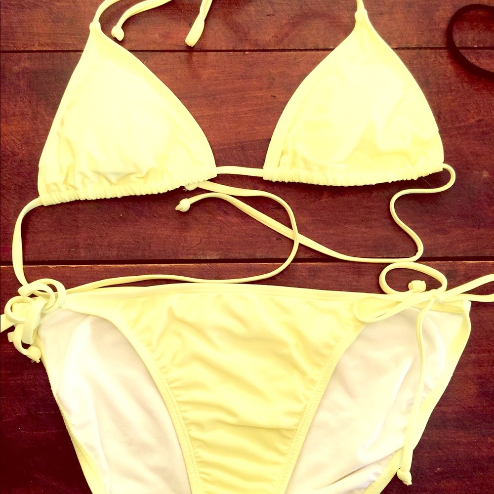 Neon yellow triangle string bikini M beach bunny