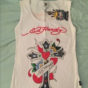 BRAND NEW-Embellished Ed Hardy Stretch Tank