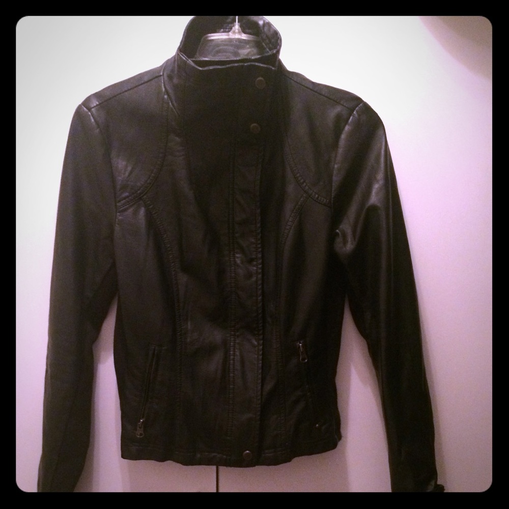 Faux leather motorcycle jacket