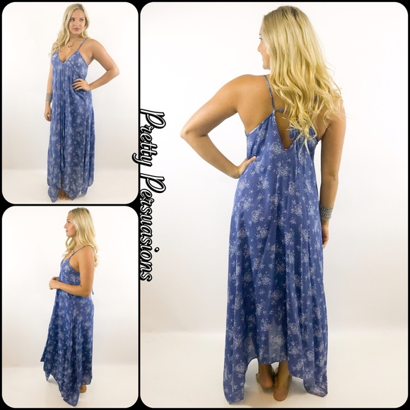 SOLD OUT‼️NWT Blue Printed Handkerchief Maxi Dress - Picture 7 of 8